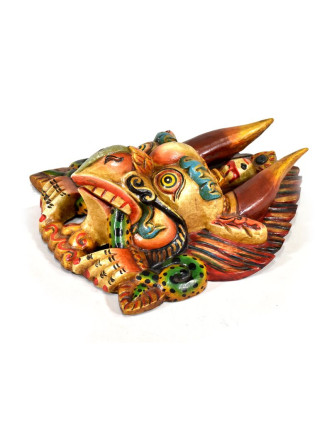Dřevěná maska, Garuda, ručně malovaná, 26x33cm