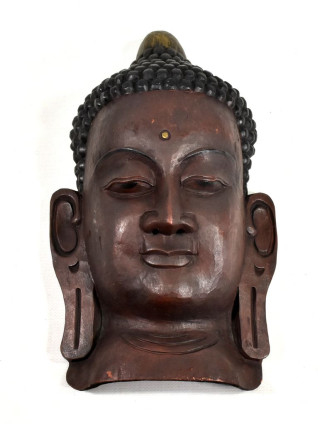 Dřevěná maska, Buddha, ručně malovaná, 20x34cm