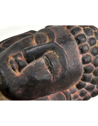 Dřevěná maska, Buddha, přírodní, 16x29cm