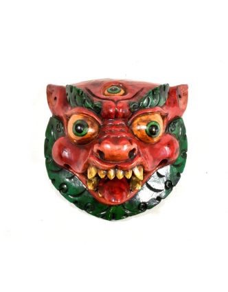 Dřevěná zvířecí maska, ručně malovaná, 17x17cm