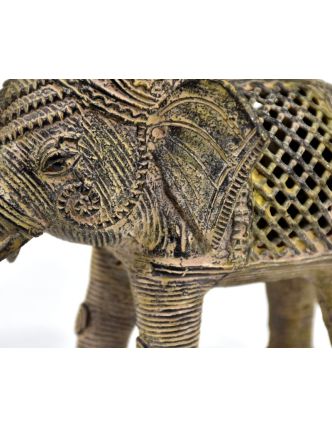 Kovová soška slona, tribal art, 15cm