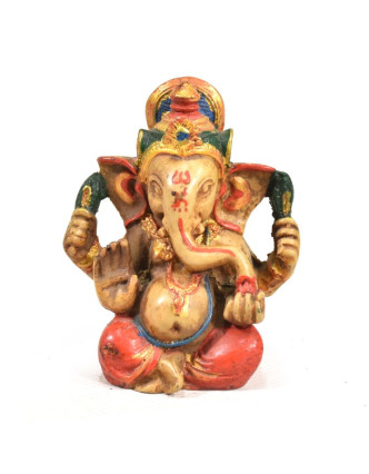 Ganesh, světlý, ručně malovaný, pryskyřice, 8cm