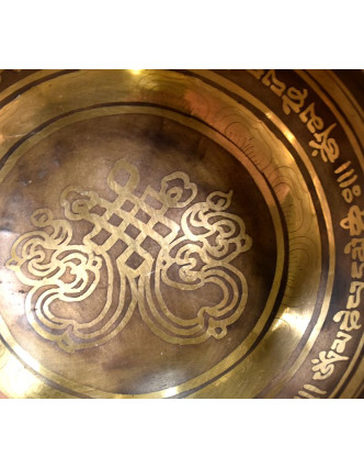 Tibetská mísa, "Gulpa", gravírovaná s designem, průměr 14cm