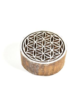 Mandala - razítko vyřezávané ze dřeva, ruční práce, 7x6cm