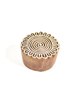 Mandala (2) - razítko vyřezávané ze dřeva, ruční práce, 7x6cm
