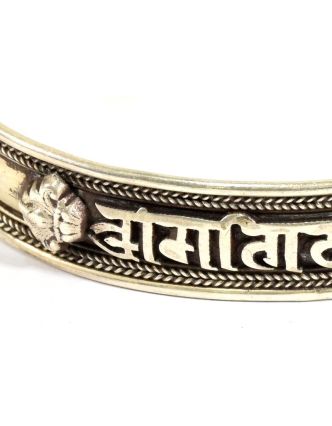 Stříbrný náramek s designem mantry, nastavitelná velikost, AG 925/1000, Nepál
