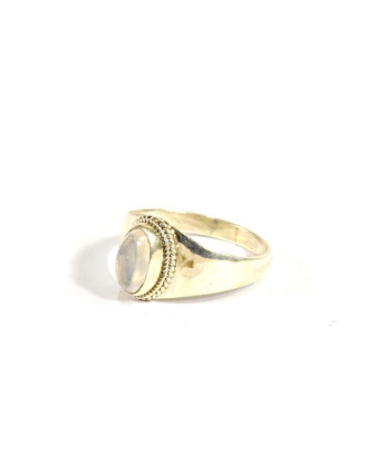 Stříbrný prsten vykládaný měsíčním kamenem, AG 925/1000, Nepál
