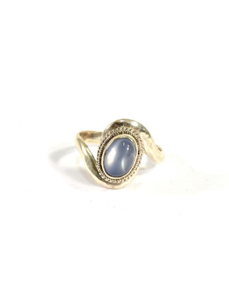 Stříbrný prsten vykládaný měsíčním kamenem, AG 925/1000, Nepál