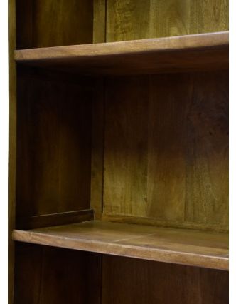 Knihovna z mangového dřeva, bílá patina, ruční řezby, 95x42x192cm