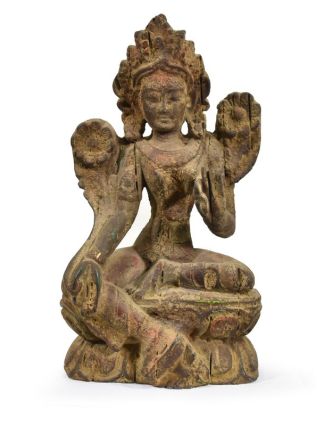 Zelená Tara, antik dřevěná socha, ruční práce, 30cm