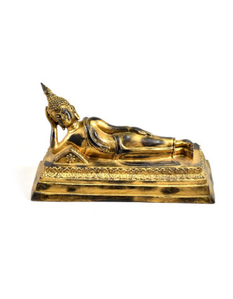 Narozeninový Buddha resinový 30cm  -  zlatá patina