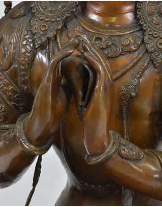 Mosazná socha Avalokitešvary, bodhisattvy soucitu, se čtyřma rukama, 71x50x102cm