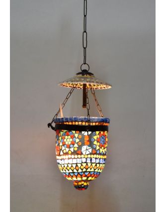 Skleněná mozaiková lampa, ruční práce, barevná, 17x14cm