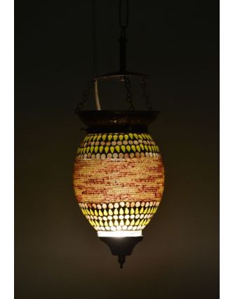 Skleněná mozaiková lampa, ruční práce, korálky, 21x13cm