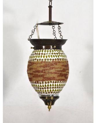 Skleněná mozaiková lampa, ruční práce, korálky, 21x13cm