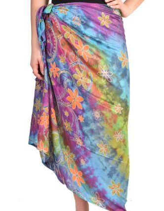 Multibarevný sárong, floral design, 100x190cm
