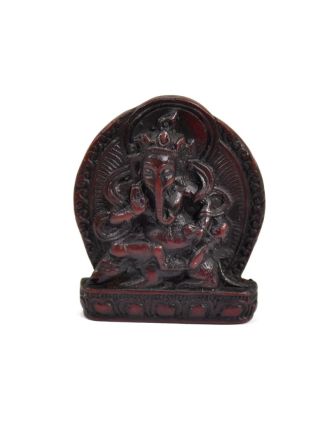 Ganesh, mini, jedoucí na kryse, hnědo červený, 5x5cm