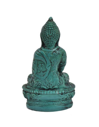 Buddha Vairóčana, sedící, tyrkysový, pryskyřice, 9cm