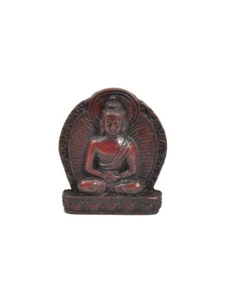 Buddha Amithába, mini, "stone", hnědo červený, pryskyřice, 4cm