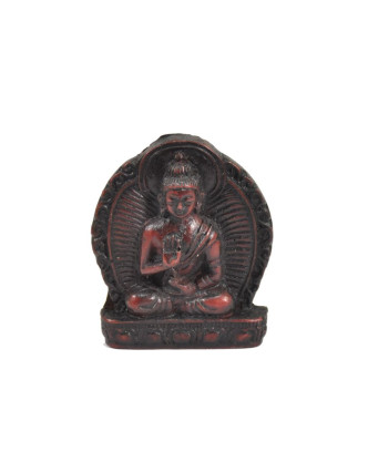 Buddha Amóghasiddhi, mini, "stone", hnědo červený, pryskyřice, 4cm