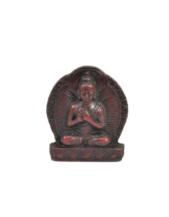 Buddha Vairóčana, mini, "stone", hnědo červený, pryskyřice, 4cm