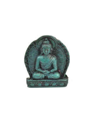 Buddha Amithába, mini, "stone", tyrkysový, pryskyřice, 4cm
