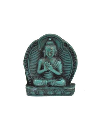 Buddha Vairóčana, mini, "stone", tyrkysový, pryskyřice, 4cm