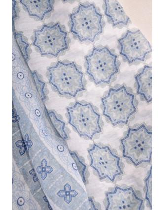 Velký šátek s motivem, modrá, 180x110cm