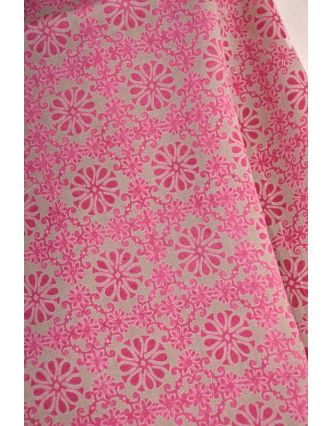 Bavlněný šátek s květinovým vzorem, šedý s růžovým potiskem, 180x70cm
