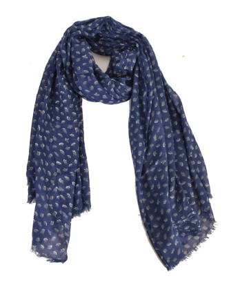 Modrý šátek s jemným vzorem, 175x115cm