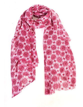 Růžovo-bílý šátek se vzorem floral, 175x115cm