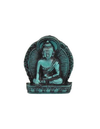 Buddha Šákjamuni, mini, "stone", tyrkysový, pryskyřice, 4cm