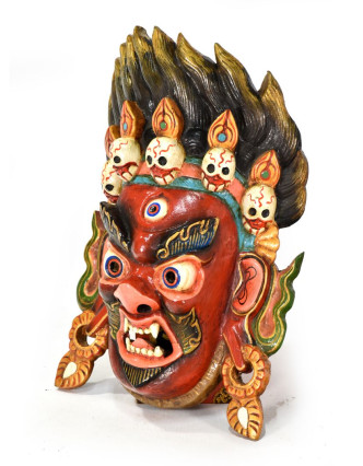 Dřevěná maska, Bhairab, ručně malovaná, 32x46cm
