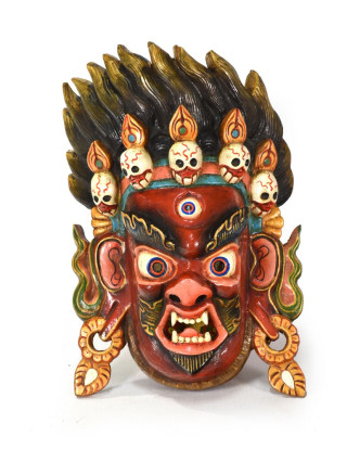 Dřevěná maska, Bhairab, ručně malovaná, 32x46cm