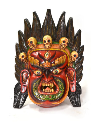 Dřevěná maska, Bhairab, ručně malovaná, 30x42cm