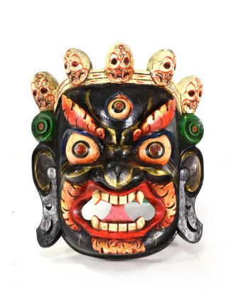 Dřevěná maska, Bhairab, ručně malovaná, 26x30cm