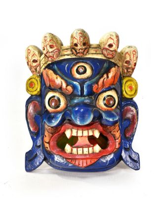 Dřevěná maska, Bhairab, ručně malovaná, 24x29cm