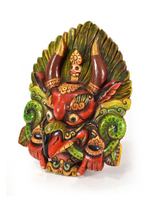 Dřevěná maska, Garuda, ručně malovaná, 35x47cm