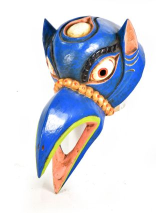 Dřevěná maska, vrána, ručně malovaná, 16x30cm