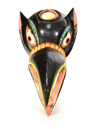 Dřevěná maska, vrána, ručně malovaná, 16x30cm