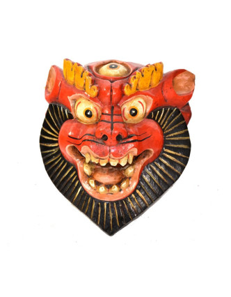 Dřevěná maska, sněžný lev, ručně malovaná, 18x22cm