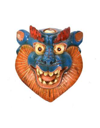 Dřevěná maska, sněžný lev, ručně malovaná, 20x23cm