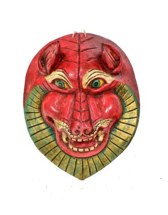 Dřevěná maska, sněžný lev, ručně malovaná, 21x27cm