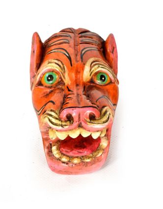 Dřevěná maska, tygr, ručně malovaná, 8x9cm