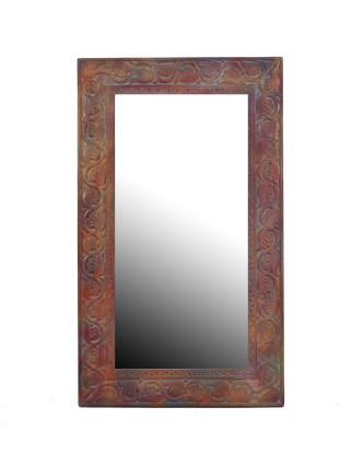 Zrcadlo z teakového dřeva, ručně vyřezávané, 70x3x120cm