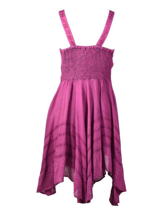 Krátké růžové šaty na ramínka, výšivka