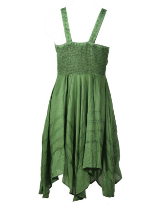 Krátké zelené šaty na ramínka, výšivka