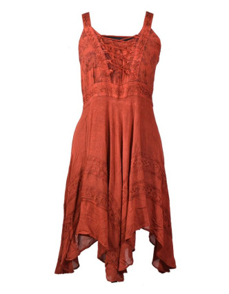 Krátké červené šaty na ramínka, výšivka