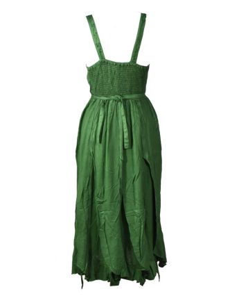 Dlouhé zelené šaty na ramínka, výšivka a ruční práce