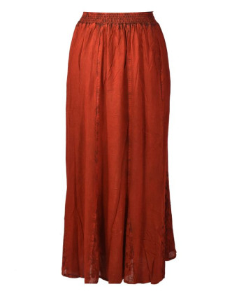 Dlouhá sukně s výšivkou, pružný pas, červená